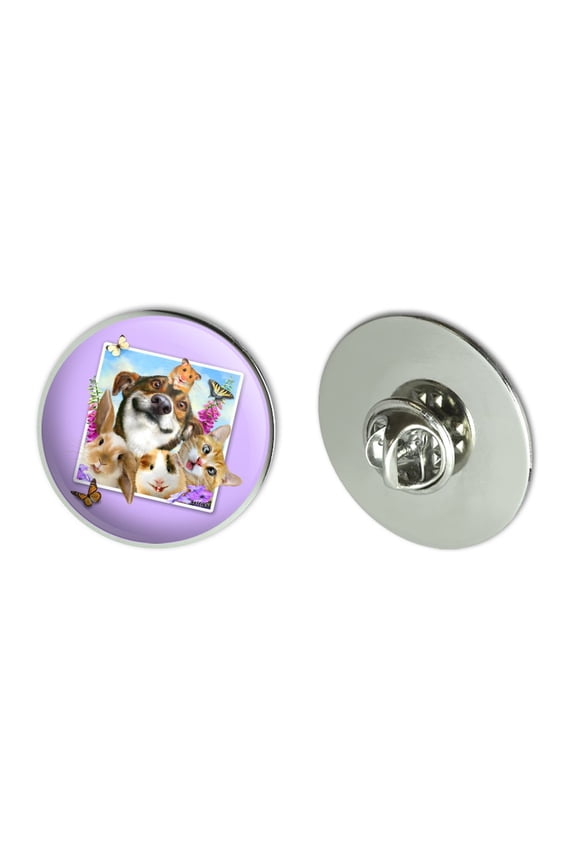 Pets Selfie Picture Dog Cat Guinea Pig Rabbit Metal 1.1" Tie Tack Hat Lapel Pin Pinback