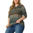 thumbnail image 5 of Agnes Orinda Plus Size Tops for Women 3/4 Sleeve Knit Striped Dressy Casual Blouse Asymmetric Neck Fashion t Shirt 4X Lake Blue, 5 of 7
