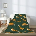 thumbnail image 2 of Throw Blanket for Couch Sofa and Bed, Dark Green Fox Print Super Soft Plush Throw Blanket, Fuzzy Cuteness Comfy Warm Washable Flannel Blanket & Throws for All Season 50"x40", 2 of 5