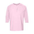 thumbnail image 7 of Hearthz Men's Baseball T-Shirts 3/4 Sleeve V Neck Button Up Henley Baseball Jersey Men Mens Casual Slim Fit T-Shirts Henley Shirts ,Pink L, 7 of 7