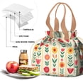 thumbnail image 4 of Pioneer Flower Floral Print Pattern Drawstring Lunch Bag Women - Drawstring Lunch Bag Insulated for Work Office - Stain-Resistant Large Lunchbags for Women with Multi-Pockets, 4 of 6