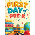 thumbnail image 3 of Colorful School Themed Backdrop Banner with Alarm Clock Books Apple Globe and School Bus for First Day of Pre K Celebrations Party Decorations Photography Props Classroom Decor Background, 3 of 3
