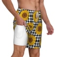 thumbnail image 2 of Sigee Sunflowers Print Mens Swim Trunks with Compression Liner Quick Dry Swim Stretch Beach Shorts with Pockets,S-3XL, 2 of 7