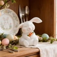 thumbnail image 6 of 6 Inch White Resin Easter Bunny Figurine with Carrot - Spring Home Table Centerpiece Farmhouse Decor for Indoor Easter, Christmas, and Housewarming Party Decorations, 6 of 6