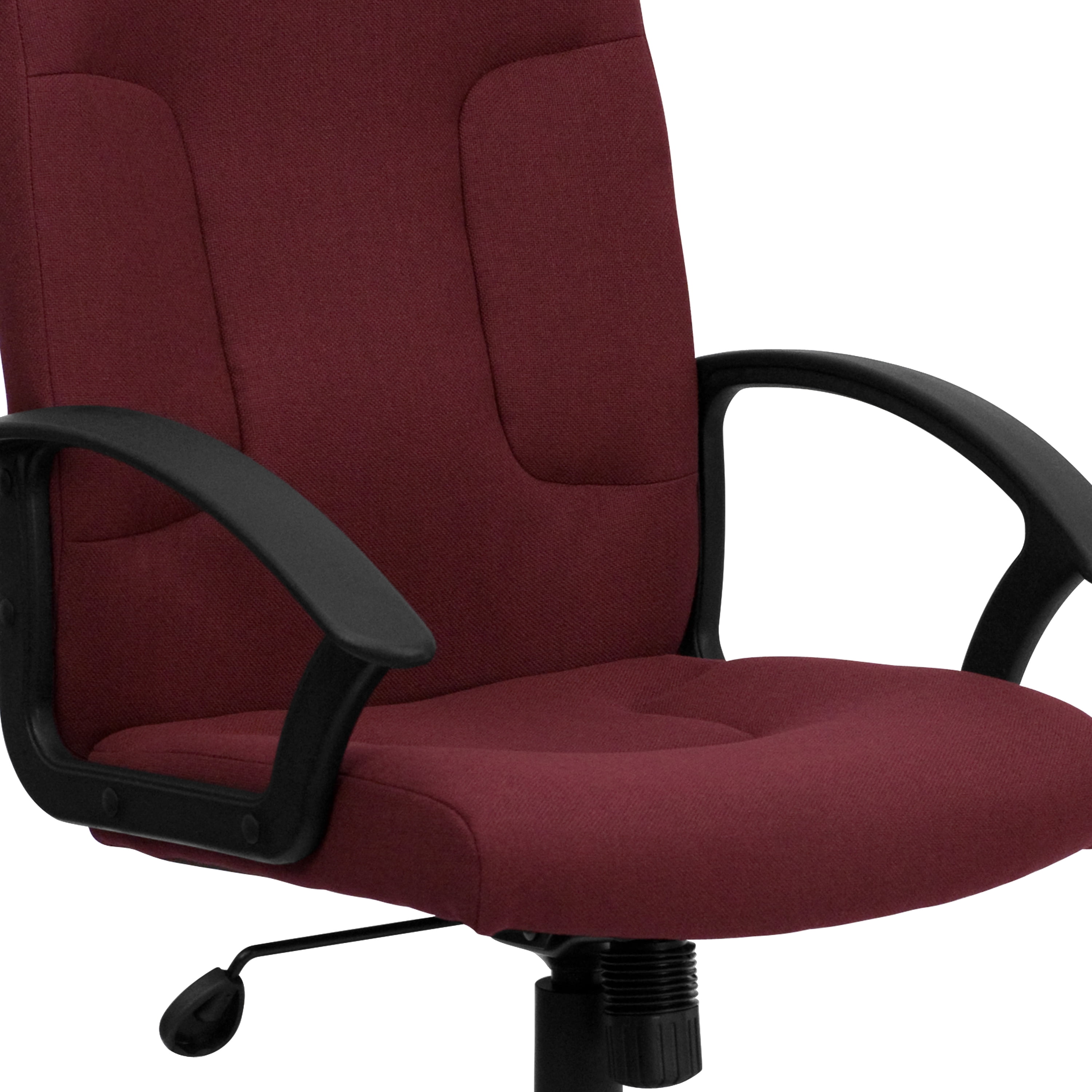 Emma + Oliver Mid-Back Burgundy Fabric Executive Swivel Office Chair with Nylon Arms