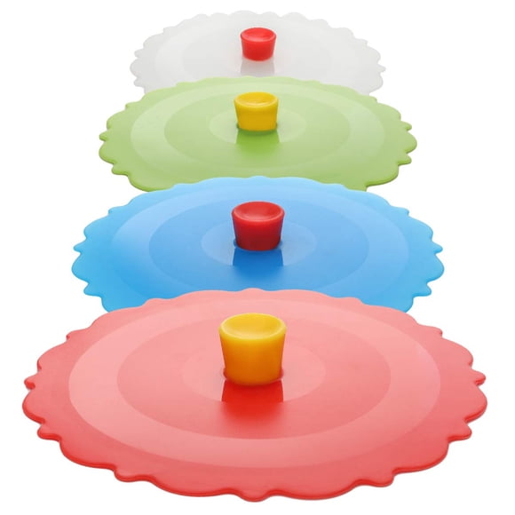Juego de 4 tapas de silicona para vasos Keweilian, multicolor
