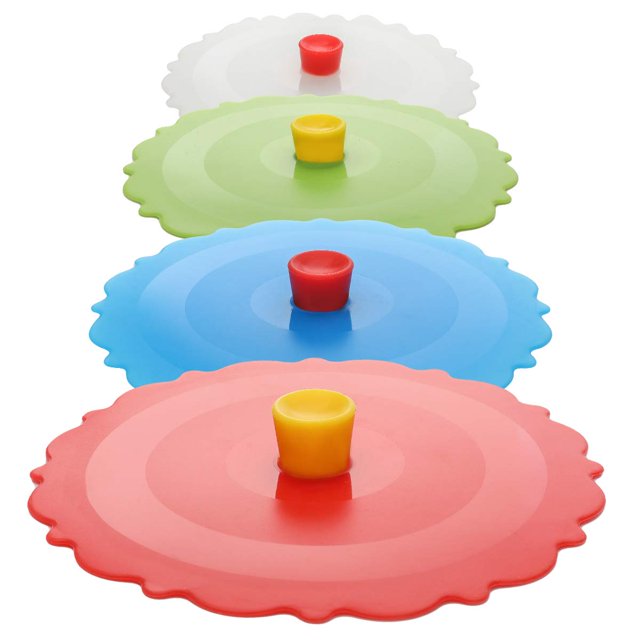 Juego de 4 tapas de silicona para vasos Keweilian, multicolor