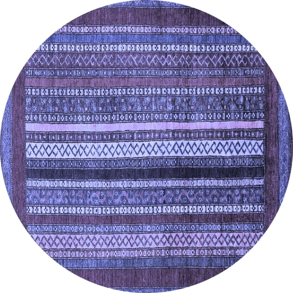 Ahgly Company Machine Washable Indoor Round Abstract Blue Modern Area Rugs, 4' Round