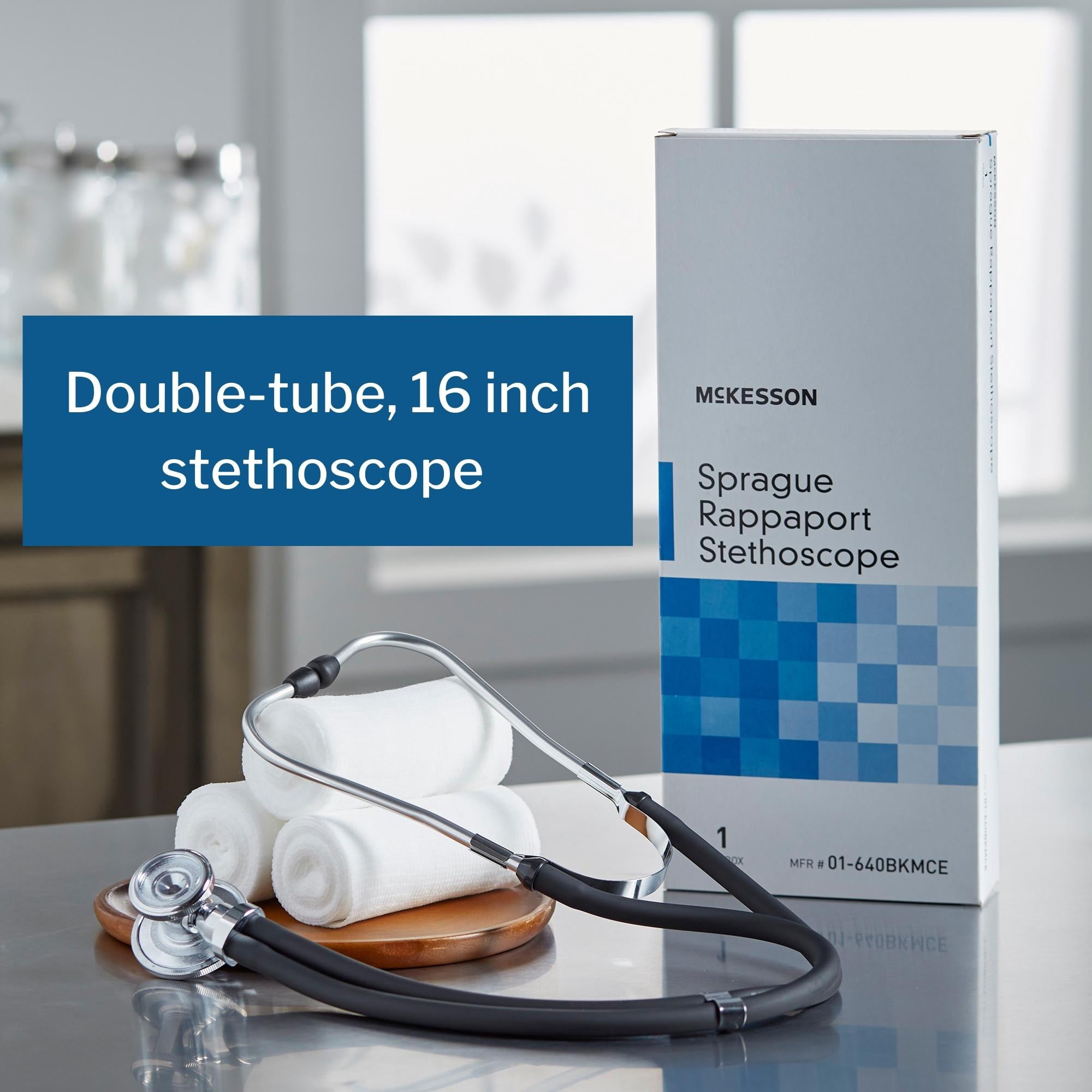 McKesson Sprague Rappaport Stethoscope for Adults, Kids - 16 in Tube, Black, 1 Ct