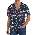 thumbnail image 3 of Wukai Cherry Blossoms Men's Casual Short-Sleeve Button Down Shirt - Lightweight Summer Dress Shirt for Daily Wear-Small, 3 of 7