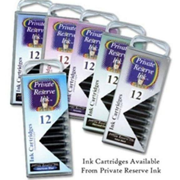 Private Reserve Ink 12 Pack Universal Size Fountain Pen Cartridge - Daphne Blue (PR-C20)