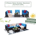 thumbnail image 2 of Devoko 6-Pieces Rattan Outdoor Conversation Sets with Cushions, Brown/ Blue, 2 of 3