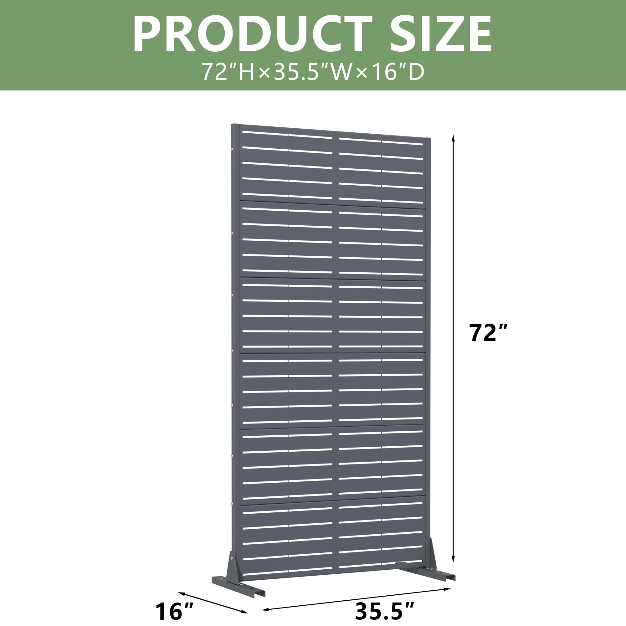 MAYEERTY Outdoor Metal Privacy Screen 6ft × 3ft Cambrian Rock Gray, 6-Panel Classic Louvered, Weatherproof for Patio