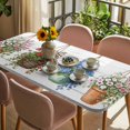 thumbnail image 3 of Spring Floral Table Cloths for 4 Foot Rectangle Tables, Wooden Elegant Pastoral Flowers Patio Waterproof Elastic Fitted Tablecloths, Washable Rectangular Table Cover for Camping, 3 of 8