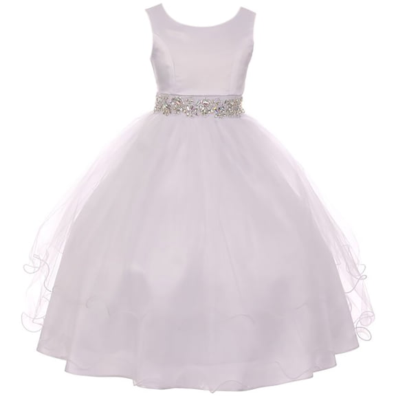 Little Girl Sleeveless Rhinestone Formal First Communion Flower Girl Dress White 6 MBK 374 BNY Corner