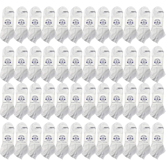 BILLIONHATS 48 Pairs of Wholesale Girls and Boys 97% Cotton Shoe Liner Training Socks Size 6-8 No Show Thin Low Cut Sport Ankle Socks White