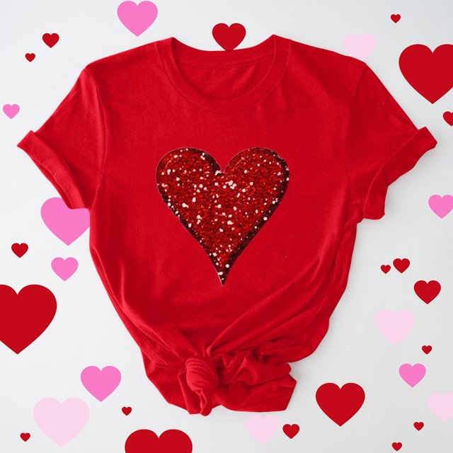Cadeau de Saint-Valentin pour Femmes, T-shirt Décontracté à Manches Courtes et Col Rond avec Imprimé Arbre de Noël