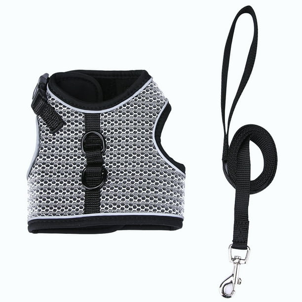 Arnés para caminar para mascotas, chaleco, correa segura para el pecho, acolchado, transpirable, decoración de entrenamiento, cuerda de tracción, accesorios para ropa, gris M Eigraketly PT000592-03