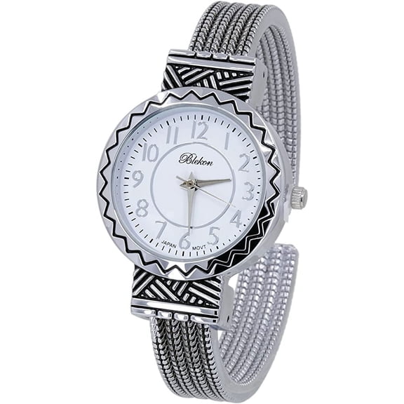 Blekon Mother of Pearl Cuff Watch, 31mm case, Japanese Quartz, Bangle Style, Women's Wristwatch