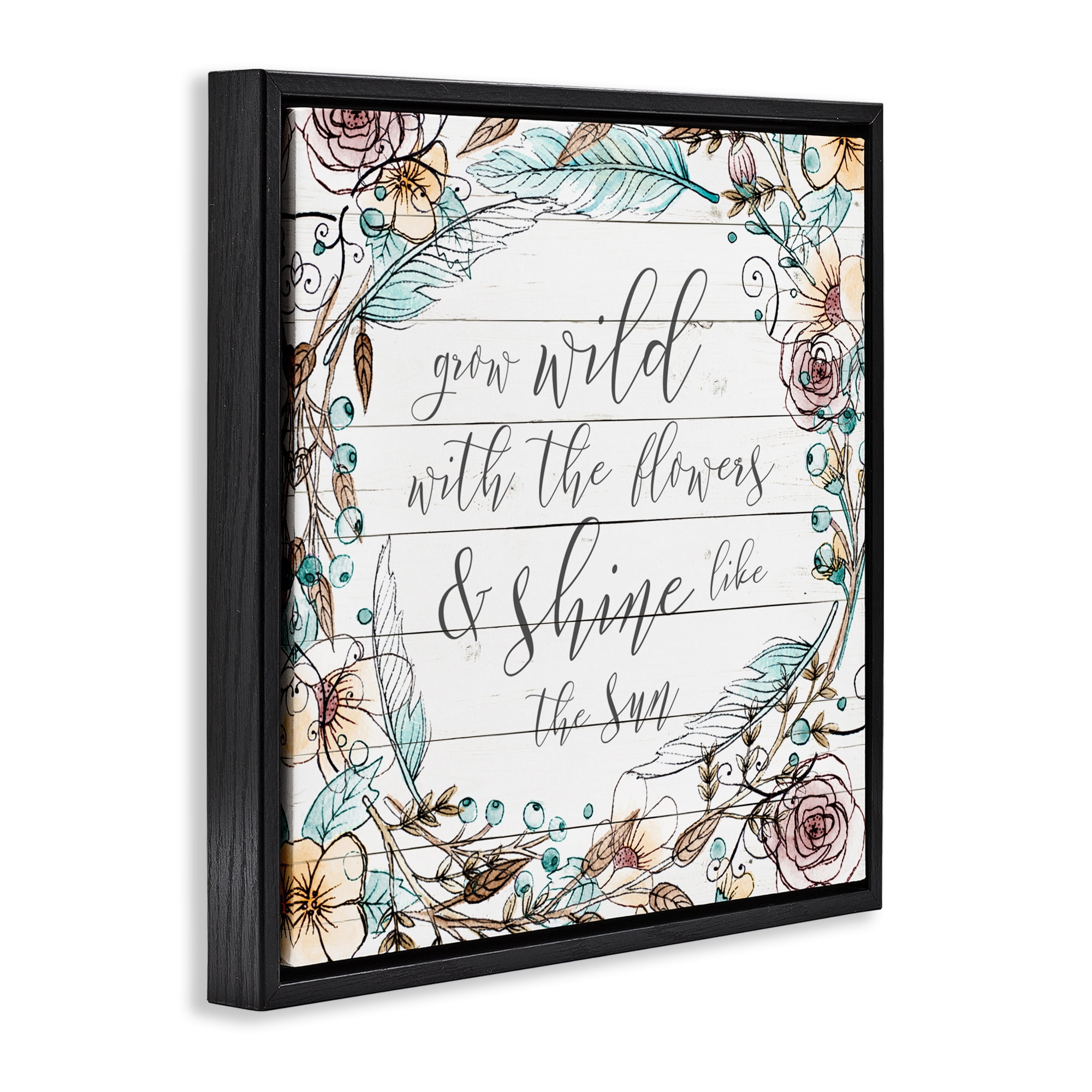 Stupell Industries Grow Wild With Flowers Black Framed Floater Canvas Wall Art, design by SD Graphics Studio