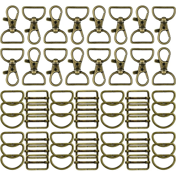 56 Pieces D Rings for Purse Bag Hardware Purse Hardware for Bag Making Buckles Craft (Bronze,25 mm)