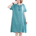 thumbnail image 1 of Vestido Irfora Vestido suelto de mujer Vestido bohemio con estampado floral con bolsillos Manga corta Cuello redondo Vestido de vacaciones informal de verano Verde XL Irfora Vestido, 1 of 5
