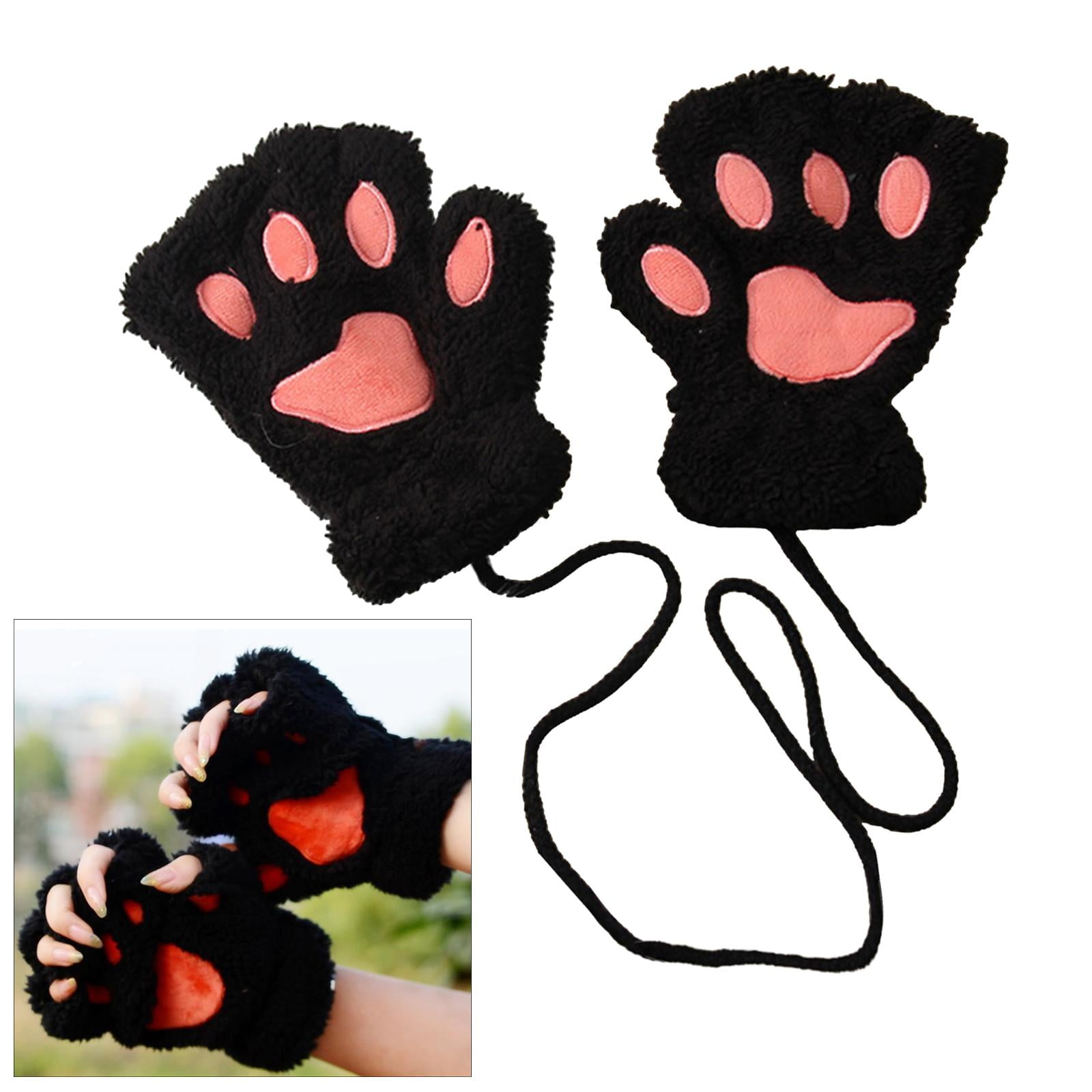 lionlar cat pet paw Gloves Kawaii Gloves Half Finger cat pet paws Cosplay Cat Gloves Fingerless Black Walmart