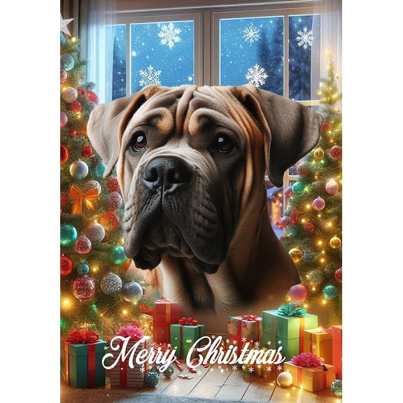 Cane Corso Fawn Uncropped - Best of Breed Christmas House Flag 28" x 40"