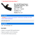 thumbnail image 2 of Rear Left ABS Speed Sensor - Compatible with 2010 - 2014 Volkswagen Golf 2011 2012 2013, 2 of 2