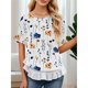 thumbnail image 4 of Camisa Informal Holgada A Rayas de Media con Cuello Redondo y Volantes para Mujer Estampado de Plumas XL, 4 of 7