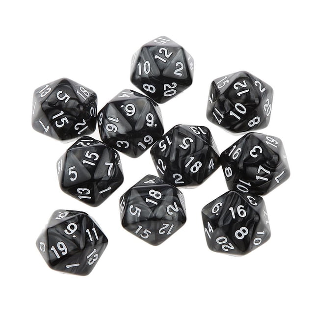 10 piezas de dados de varios lados con números 1-20 juego muere juguete para juego de mesa de juego de rol perfke Dado
