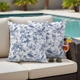 thumbnail image 2 of Outdoor Pillow Cover Bird Flowers Set of 2 Waterproof Throw Pillowcases Retro Floral Blue Decorative Patio Furniture Pillows for Couch Garden Indoor & Outdoor Use, 2 of 9