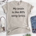 thumbnail image 2 of My Brain Is Like 80% Song Lyrics T-shirt, Unisex Women's Men's Shirt, Funny Music Lover T-shirt, Light Silk Gray, 3X-Large, 2 of 6