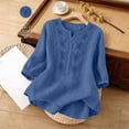 thumbnail image 4 of Breathable Linen Tops for Women Beach Vacation Flowy Summer Outfit, 4 of 6