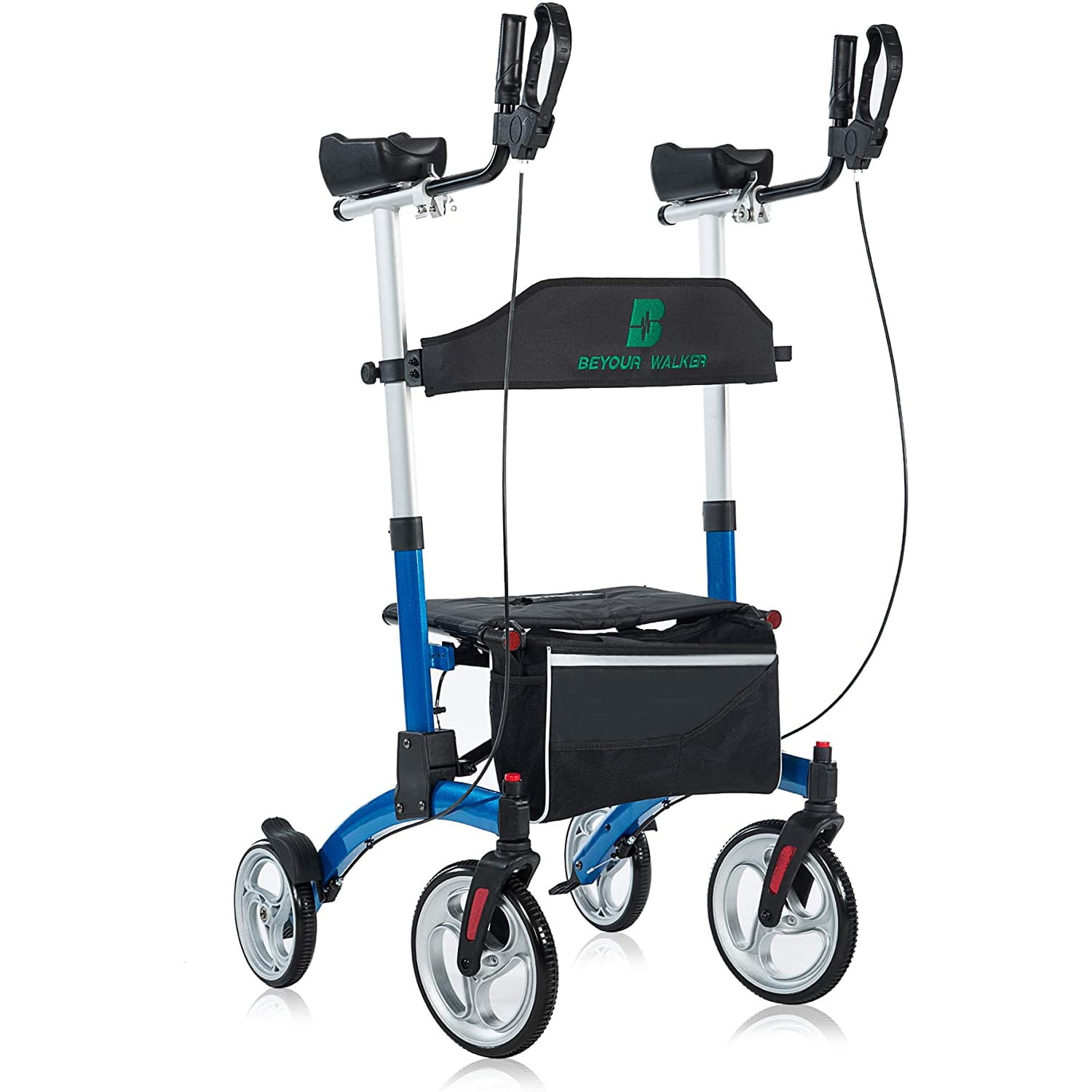 BEYOUR WALKER Upright Rollator Walker with Backrest for Seniors, Blue