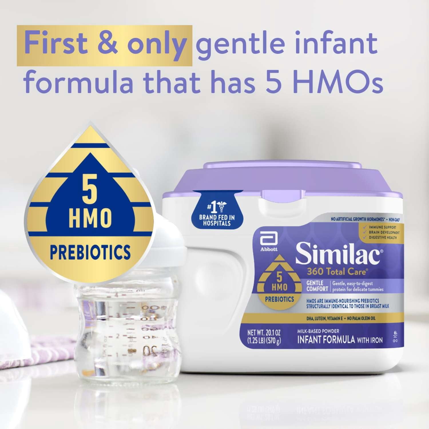 Similac 360 Total Care Gentle Comfort Powder Baby Formula, 20.1-oz Tub