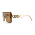 thumbnail image 6 of Womens Rhinestone Jewel Hinge Rectangle Rimless Butterfly Diva Sunglasses Peach - Brown, 6 of 7