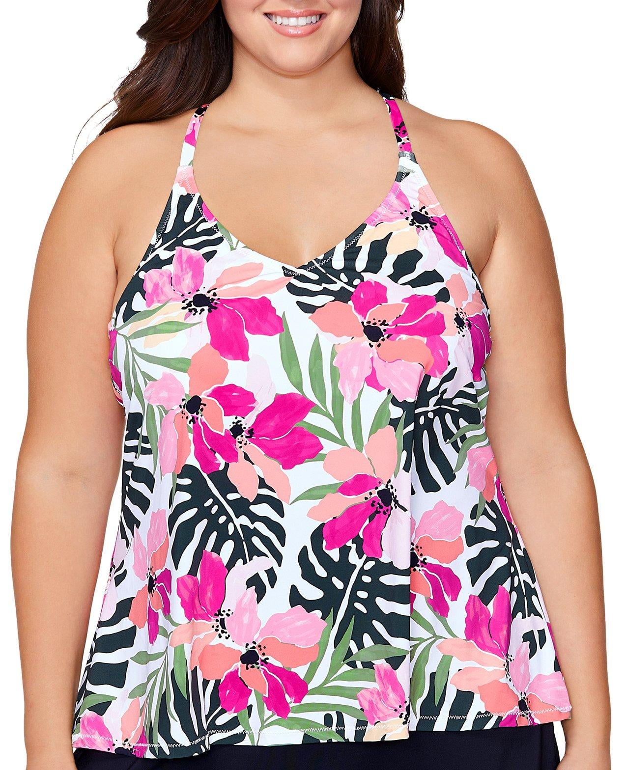 Leilani Plus Byron Bay Racerback Floral Tankini Top 24W Multi