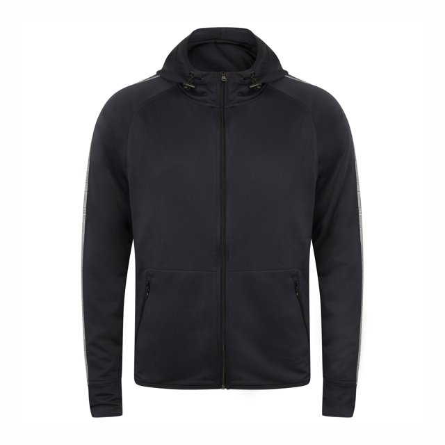 Tombo Teamsport - Sudadera con capucha running ligera con tapetad oreflectante Unisex (Negro)