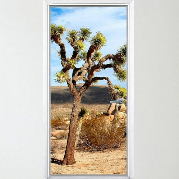 VWAQ- Vinyl Desert Door Mural - Joshua Tree Door Wrap Kids Bedroom - DM2