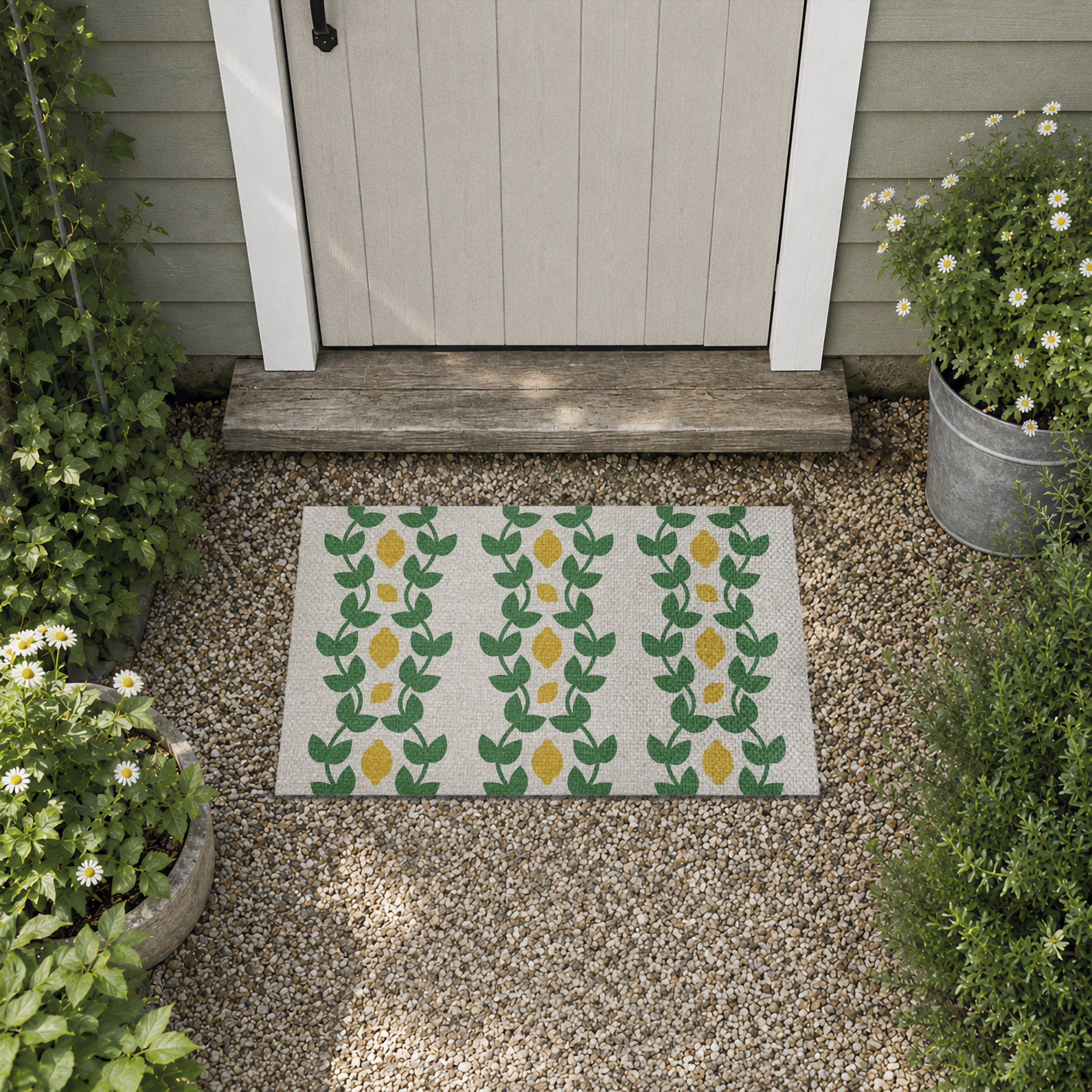 Stupell Industries Vertical Lemon Vines Printed Outdoor Imitation Sisal Floor Mat, design by Lil' Rue