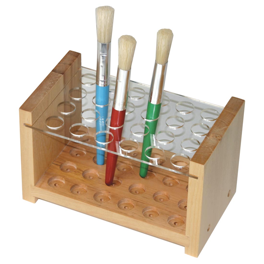 Creativity Street 24 Brush Wood Paint Brush Holder Wood, Acrylic - 1 Each - Clear