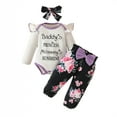thumbnail image 2 of Godderr 0-18M Newborn Girls Clothes Letter Romper Floral Pants with Headband Outfits 3PCS Classic Comfort Spring Autumn Clothes, 2 of 5