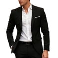 thumbnail image 7 of Fwqbns Men's Blazer Jacket Casual Long Sleeve Slim Fit One Button Sport Coats with Pocket for Work Business Daily Wear Black, 7 of 7
