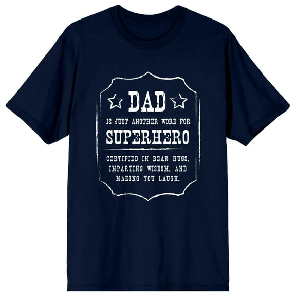 Dad Life Is The Rad Life Superhero Dad Crew Neck Short Sleeve Navy Men's T-shirt-Medium
