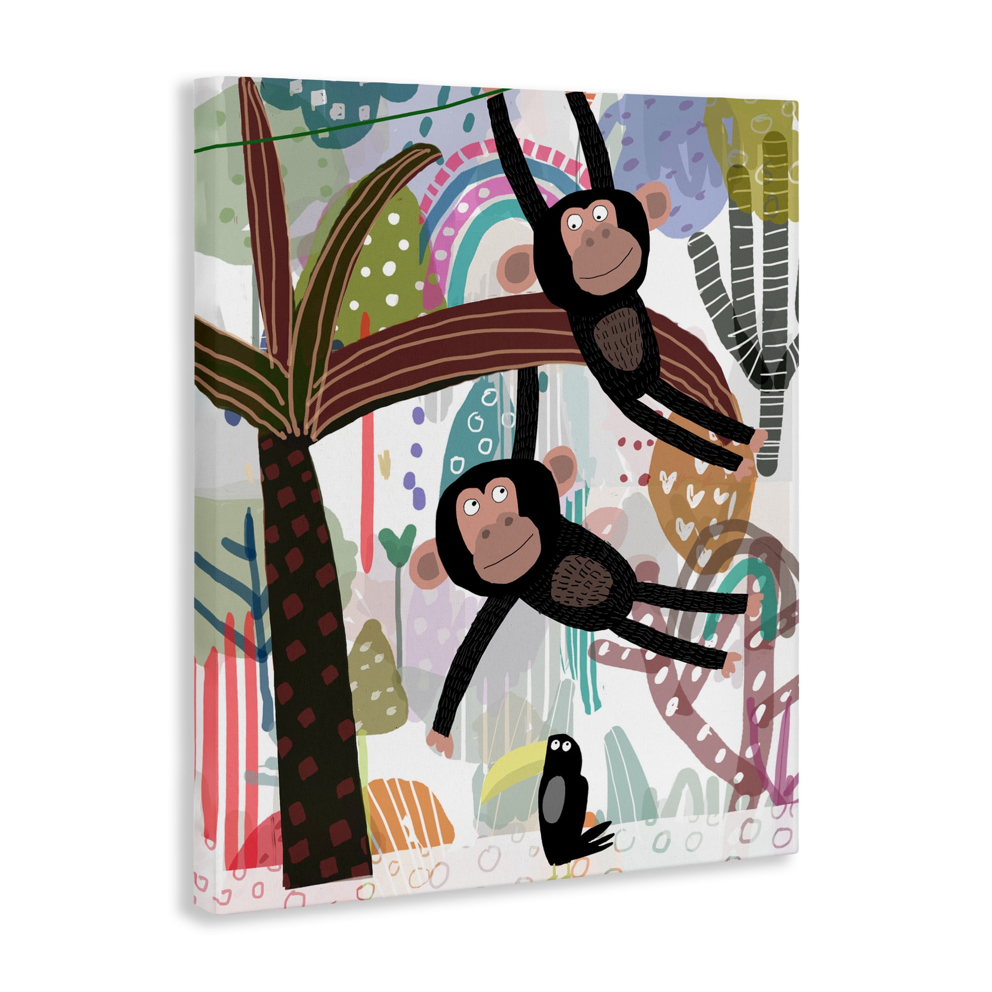 Exotic Monkey & Toucan Canvas Wall Art, design by Carla Daly