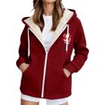 thumbnail image 2 of Cutuoiiu Women's Christmas Printed Long Sleeve Fleece Sherpa Lined Zipper Warm Fuzzy Hooded Jacket Gifts, 2 of 4