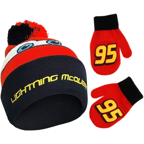 Set de gorro y manoplas de invierno Disney Cars Lightning McQueen