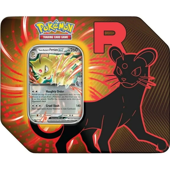 Pokemon Scarlet & Violet Destined Rivals Team Rocket's Persian ex Tin Set (5 Booster Packs & Promo Card)