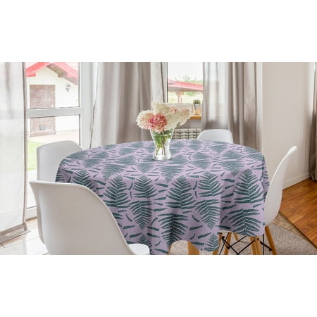 

Botanical Round Tablecloth Fern Leaves on Pastel Background Circle Table Cloth Cover for Dining Room Kitchen Decor 60 Pastel Purple Dark Teal by Ambesonne